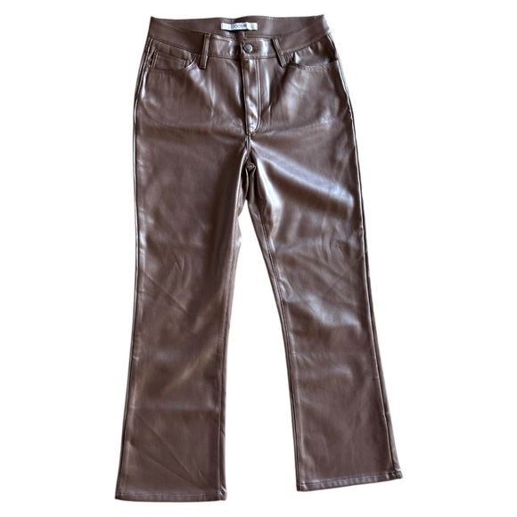 Joe's Jeans Womens Chocolate Crop Bootcut Vegan Leather Jean NWT Size 27 - Picture 3 of 6